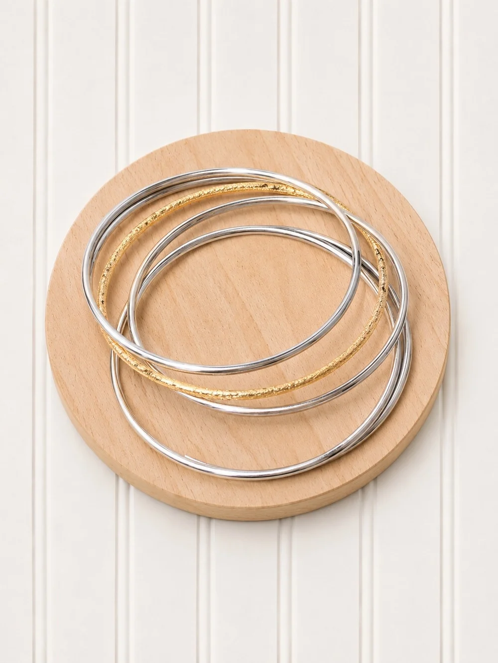 Gold and Silver Stackable Bangle Set